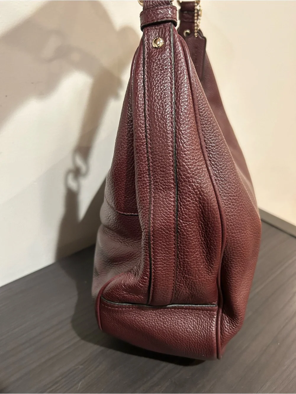 COACH Burgundy Harley Hobo Shoulder Bag Pebble Leather EUC - Picture 7 of 12